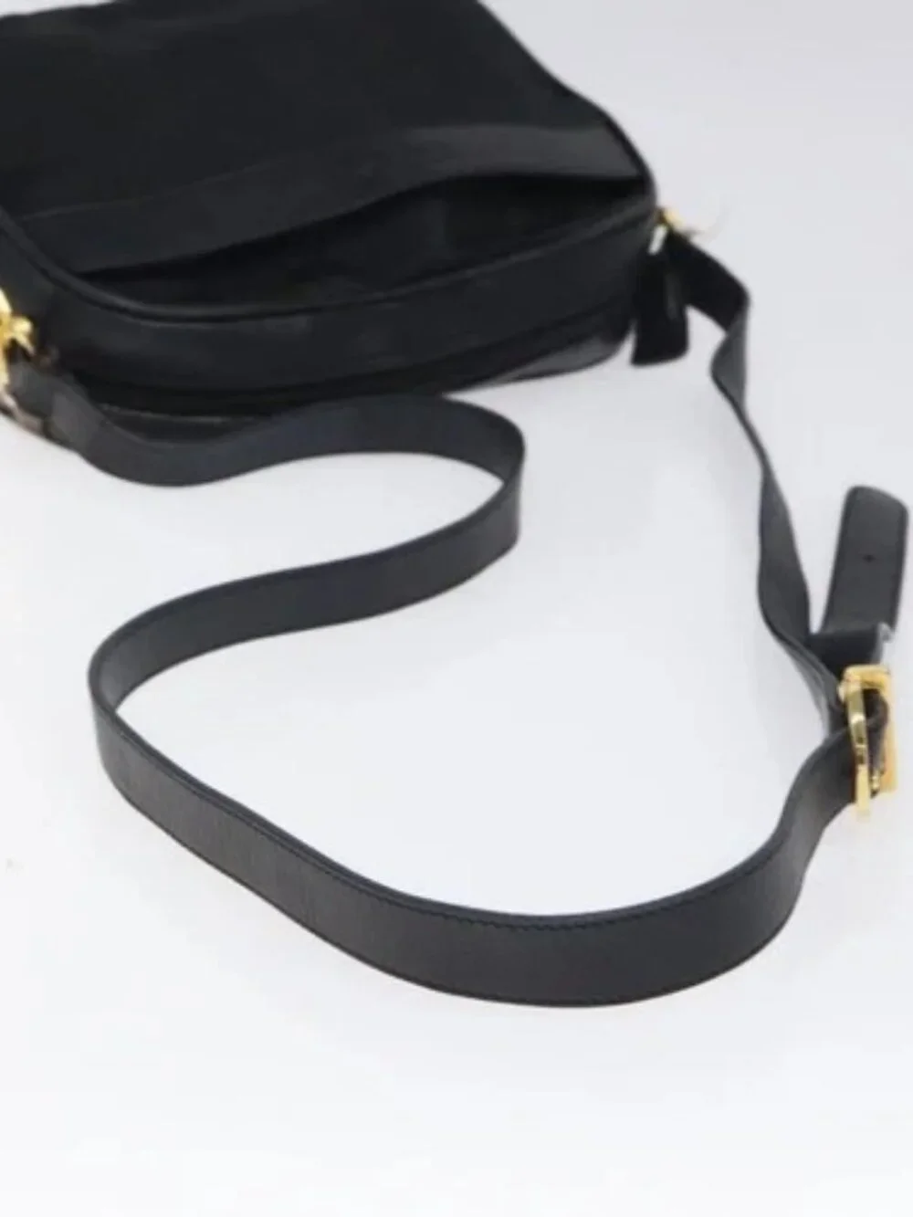 Salvatore Ferragamo Shoulder Bag Canvas Leather Black Auth bs24292